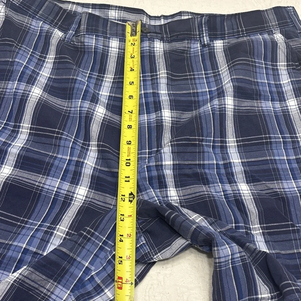 Jos A Banks Blue Plaid Flat Front Golf Preppy Casual Mens Shorts W42 Cotton